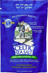 Celtic Sea Salt resealable bag front view, shows fine texture and preserves freshness