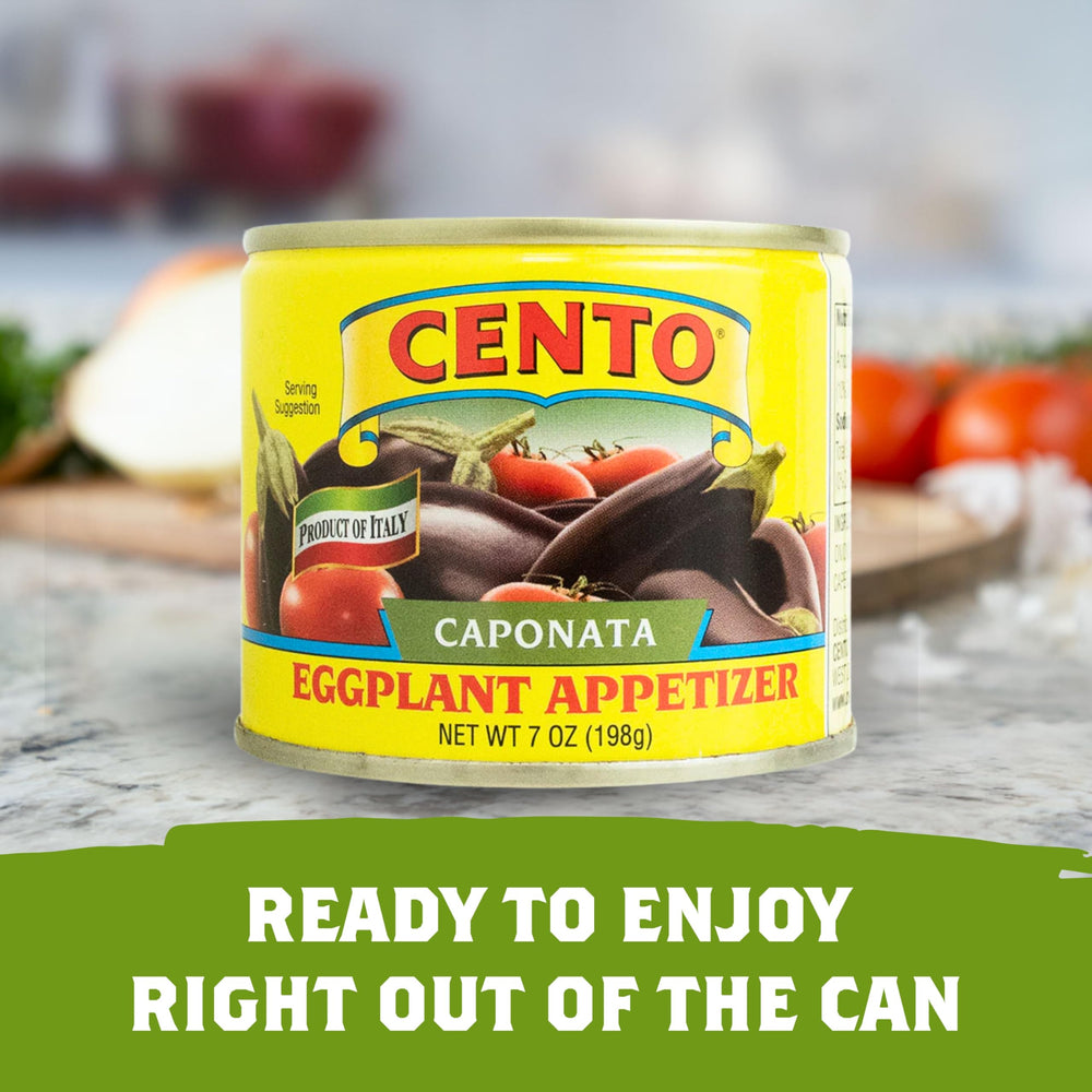 Cento can label and ingredient callout showing made in Italy quality