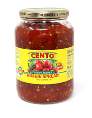 Cento front jar view showing 32 oz hoagie spread and clear peppers, highlights shelf-ready convenience