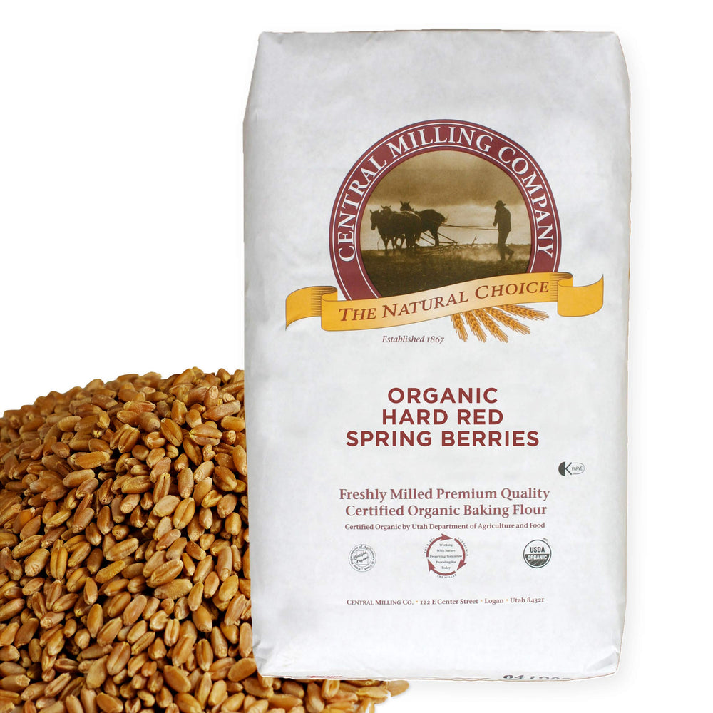 CENTRAL MILLING front 25 lb package showing branding and organic label, clear purchase benefit