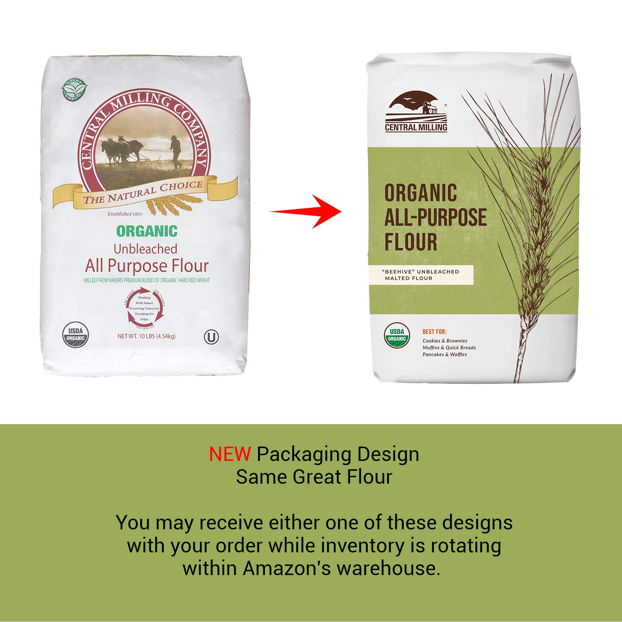 CENTRAL MILLING 10 lb bag beside common kitchen items to show size and value
