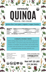 Cereausly close-up of white red black quinoa seeds, showing premium texture