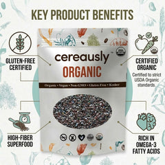 Cereausly black chia seeds close-up texture showing uniform quality and nutrition