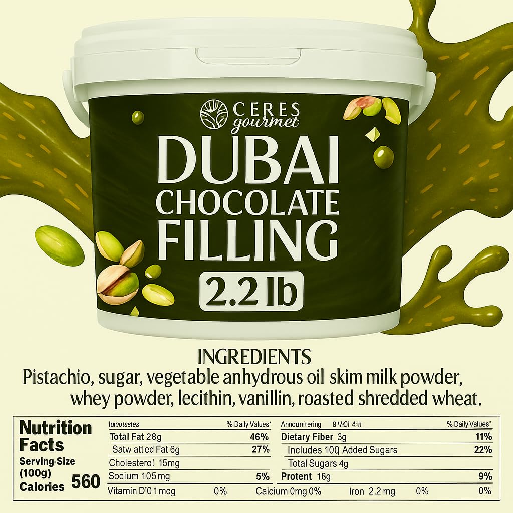 Ceres Gourmet open tub close-up showing creamy pistachio texture and crisp kataifi benefit