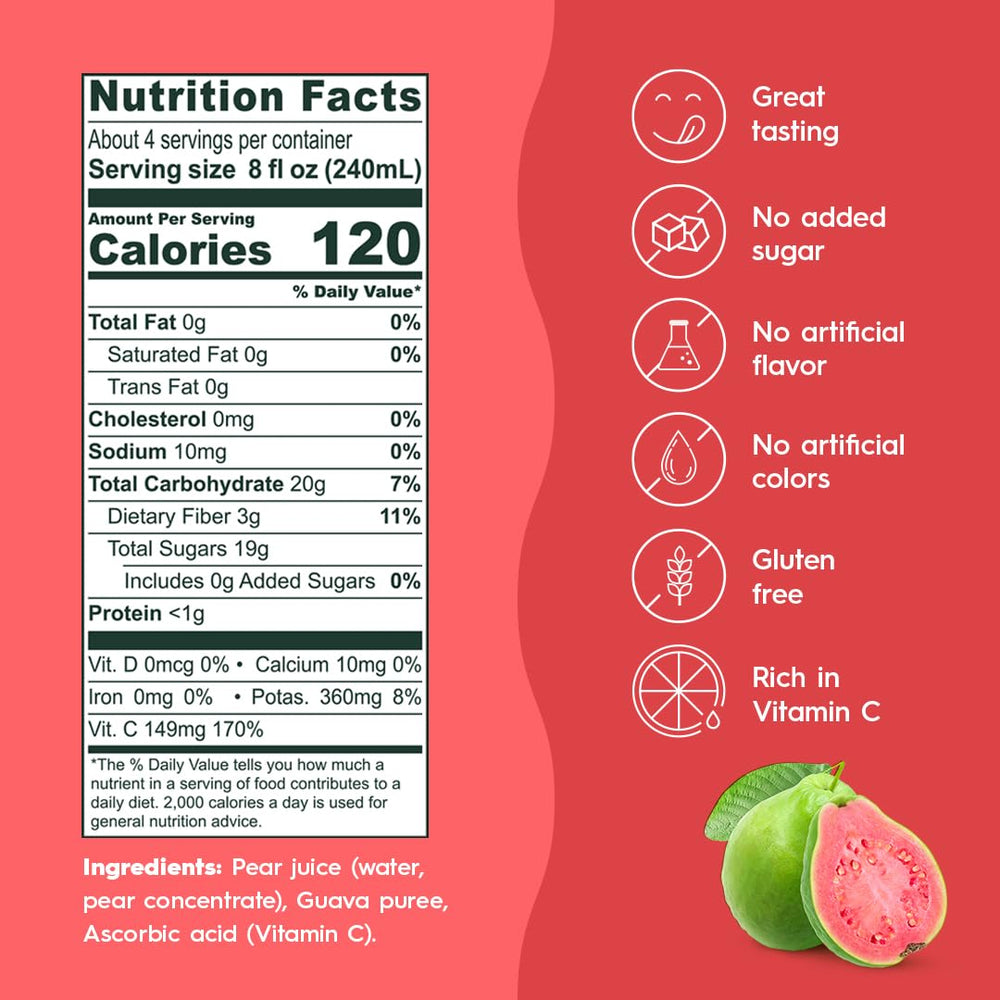 Ceres guava juice close-up label showing ingredients and Kosher certification benefit