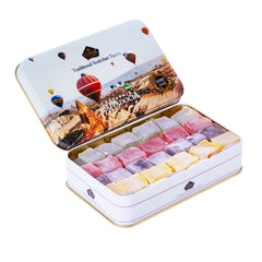 Çerez Pazarı embossed tin front showing elegant gift presentation and premium look