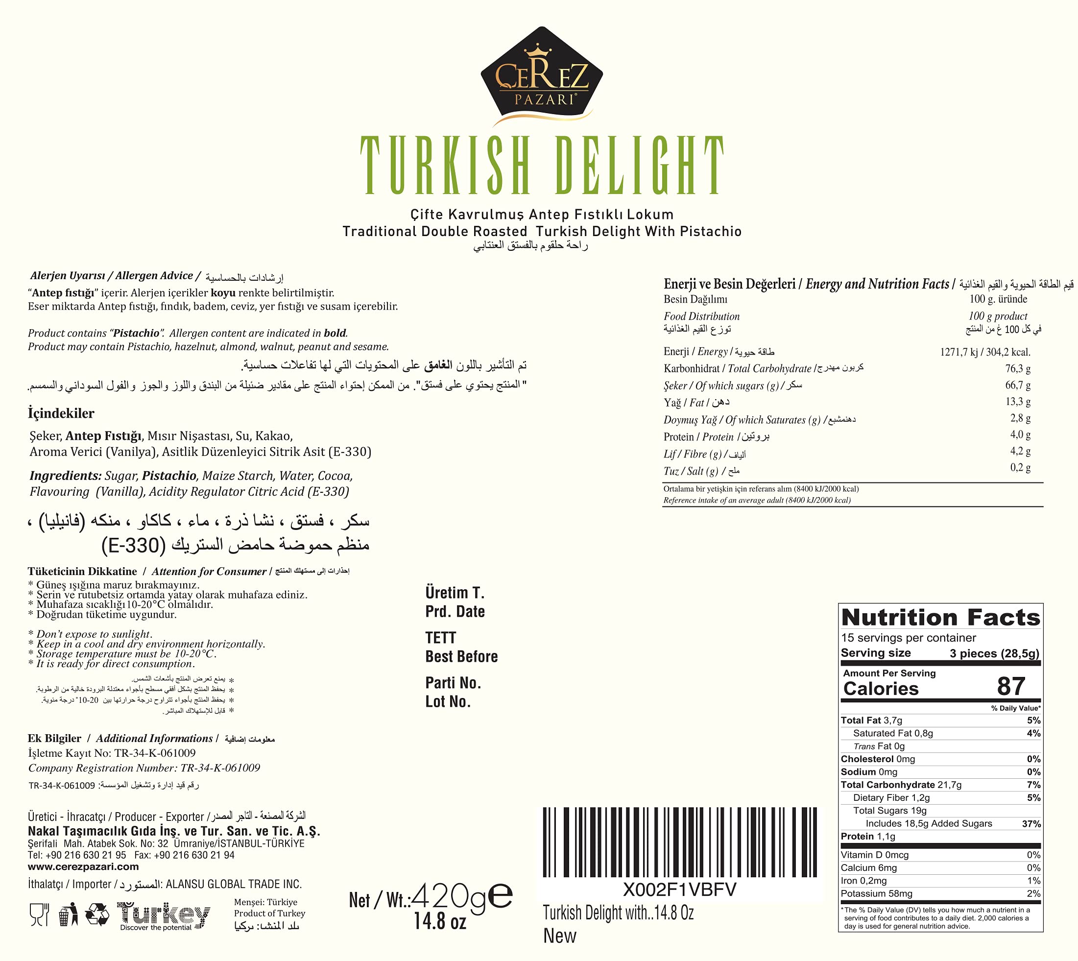 Çerez Pazarı ingredient label closeup proving beet-root sugar and clean recipe