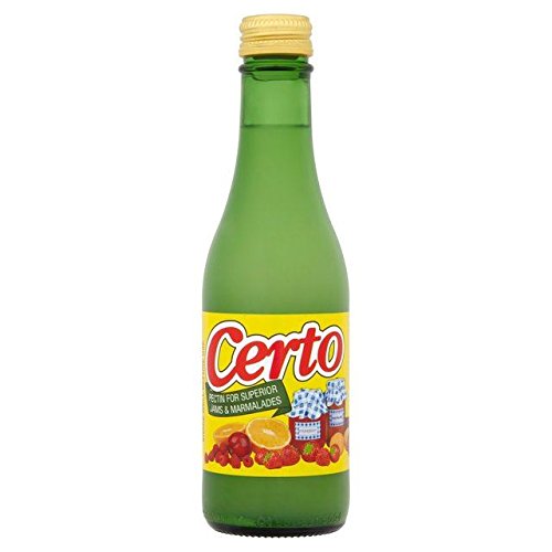 CERTO liquid pectin bottle front view showing label and jar benefit for consistent jams