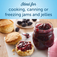 Certo strawberry jam in jar showcasing glossy set and texture
