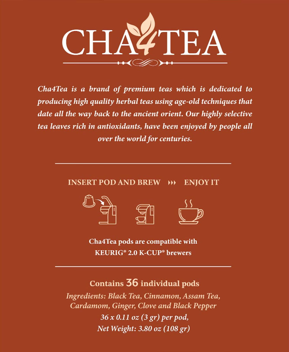 Cha4TEA brewed chai cup top view showing rich color and aroma