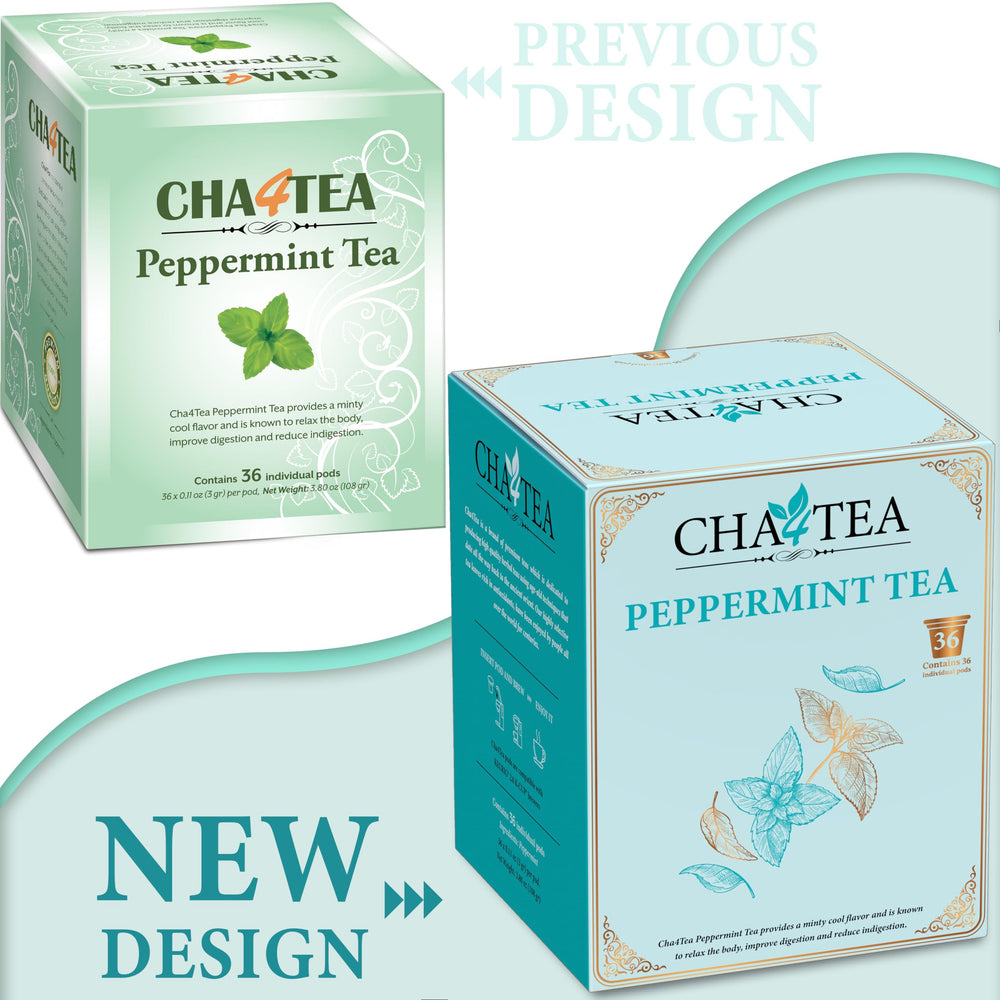 Cha4TEA close-up of pod top seal preserving peppermint aroma and freshness