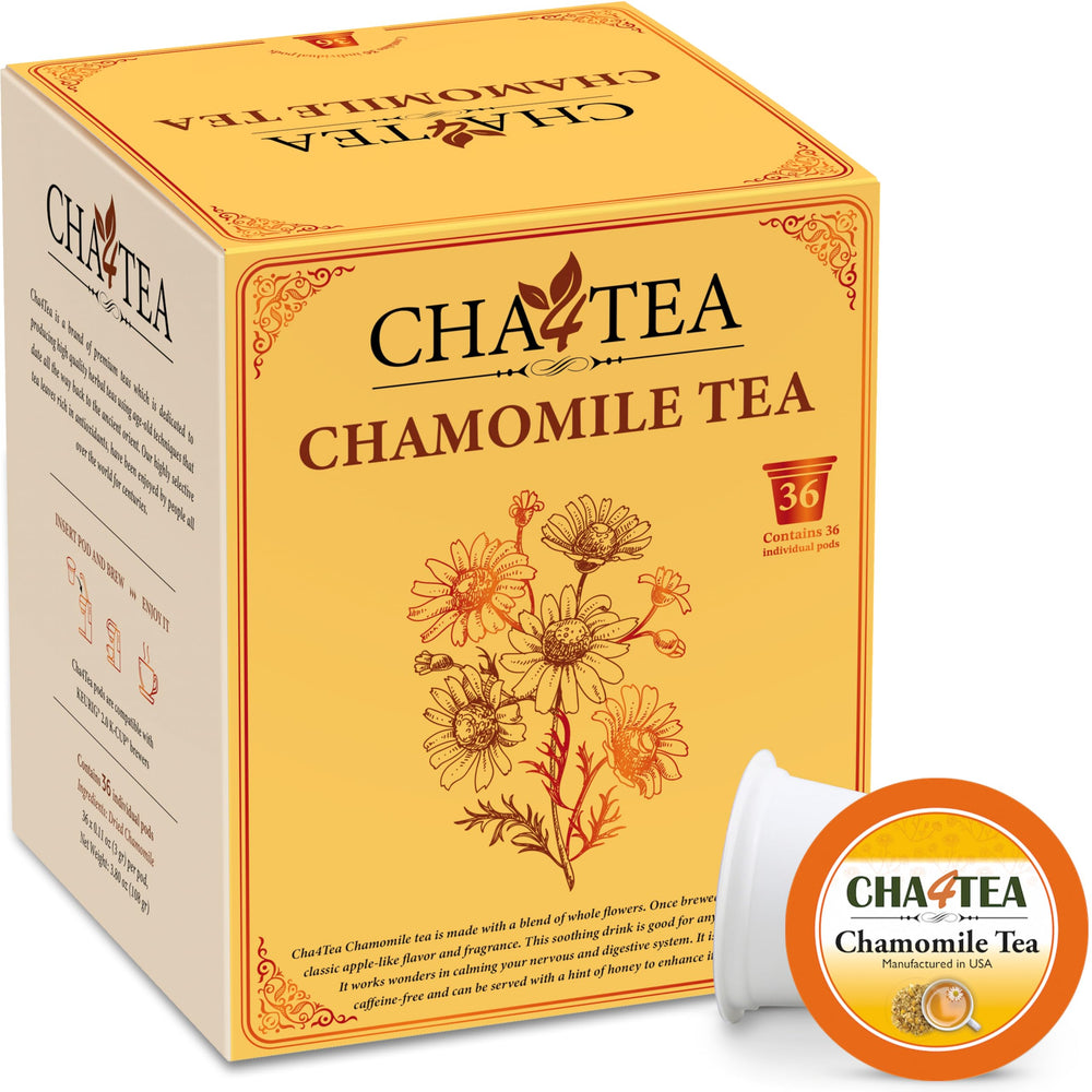 Cha4TEA front packaging showing 36-count box and product name for convenience
