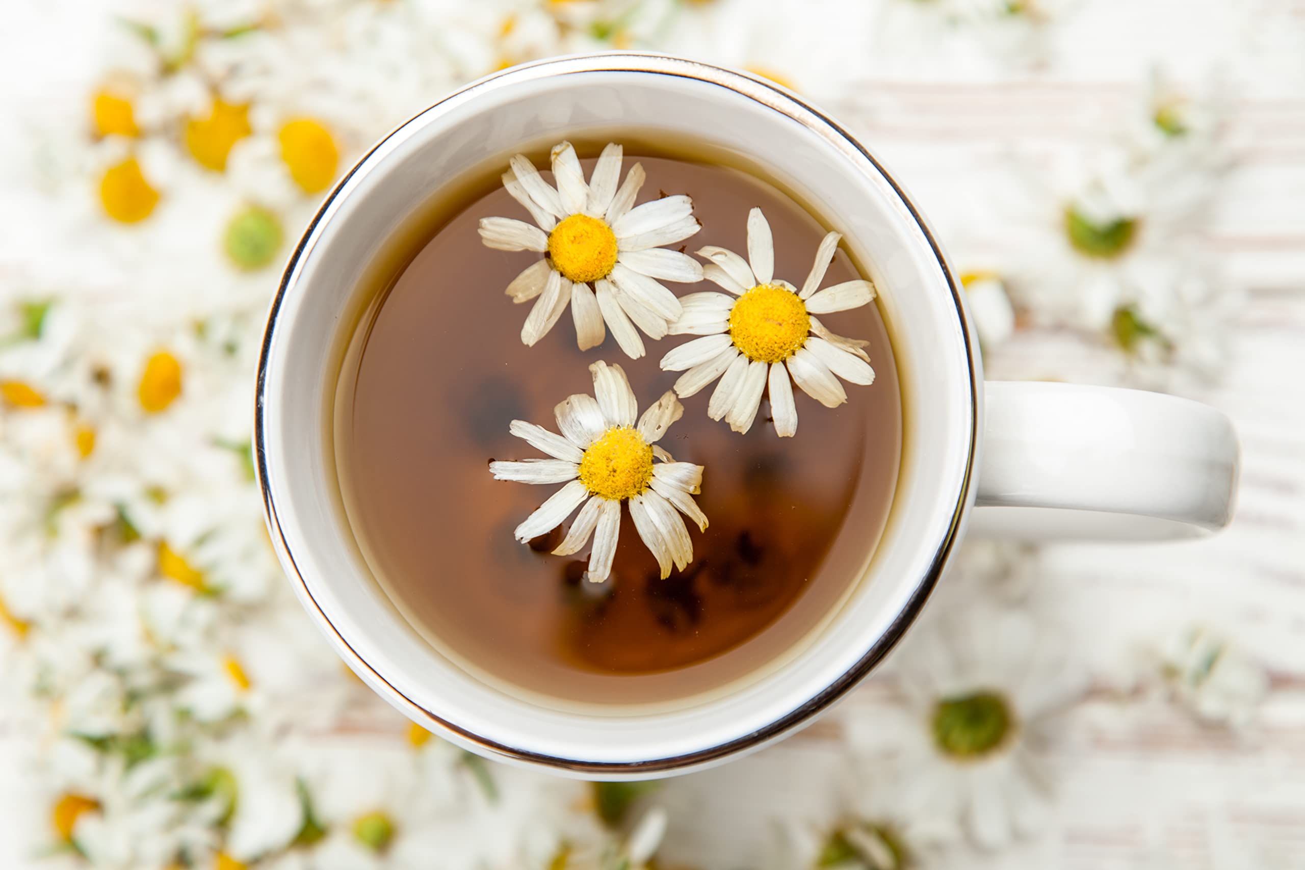 Cha4TEA loose chamomile flowers used in pods illustrating natural ingredient source