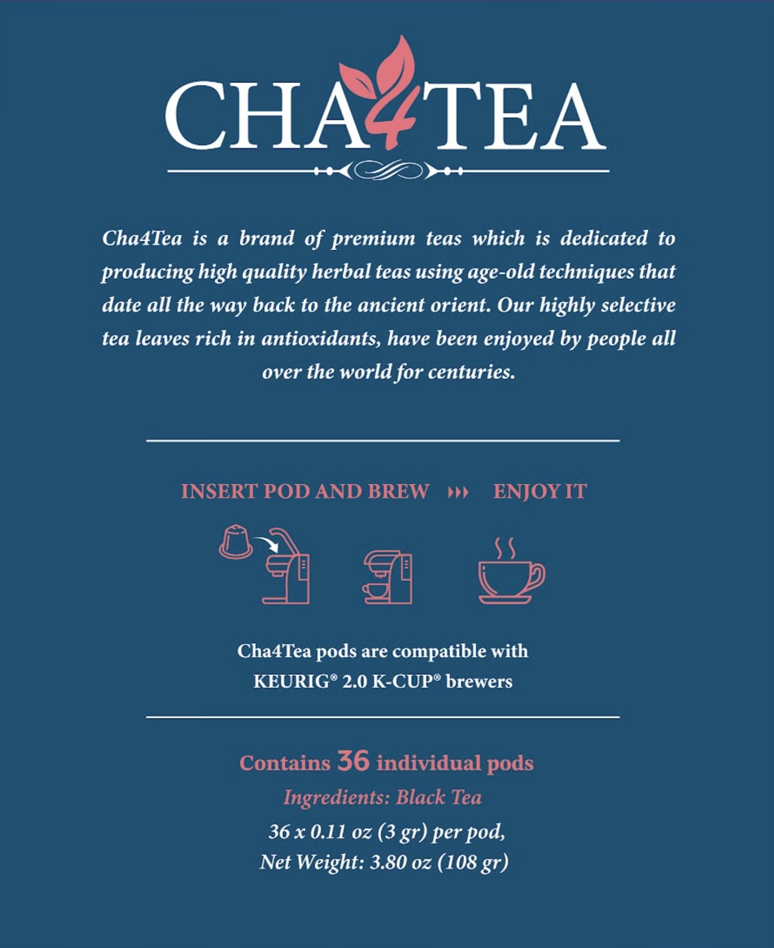 Cha4TEA K-Cup seated in Keurig brewer for easy single-serve