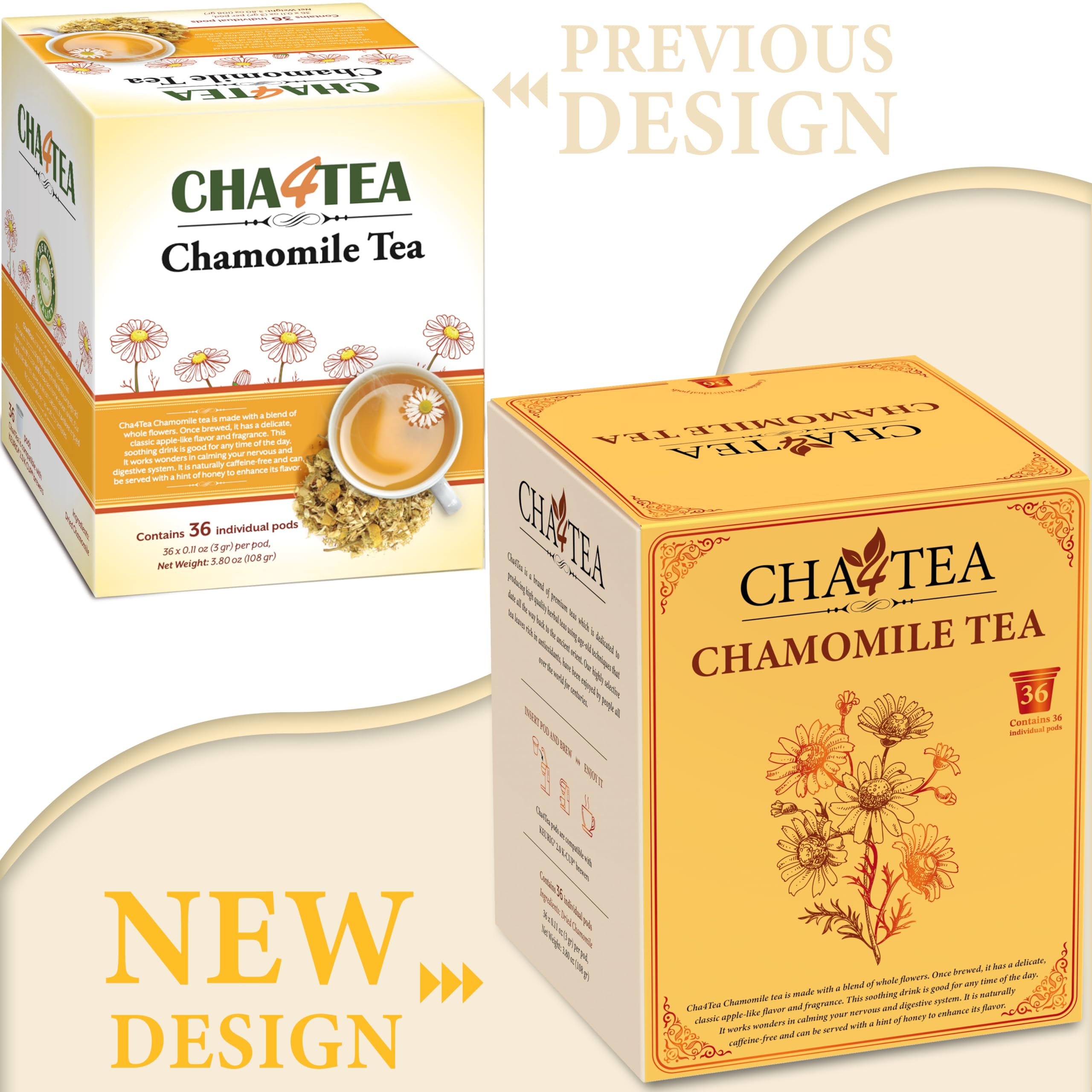 Cha4TEA close-up of single chamomile pod highlighting capsule quality and easy use