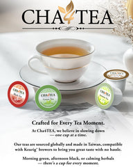 Cha4TEA single pod inserted in Keurig brewer demonstrating easy single-serve brewing