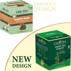 Cha4TEA pods displayed in box highlighting variety benefit
