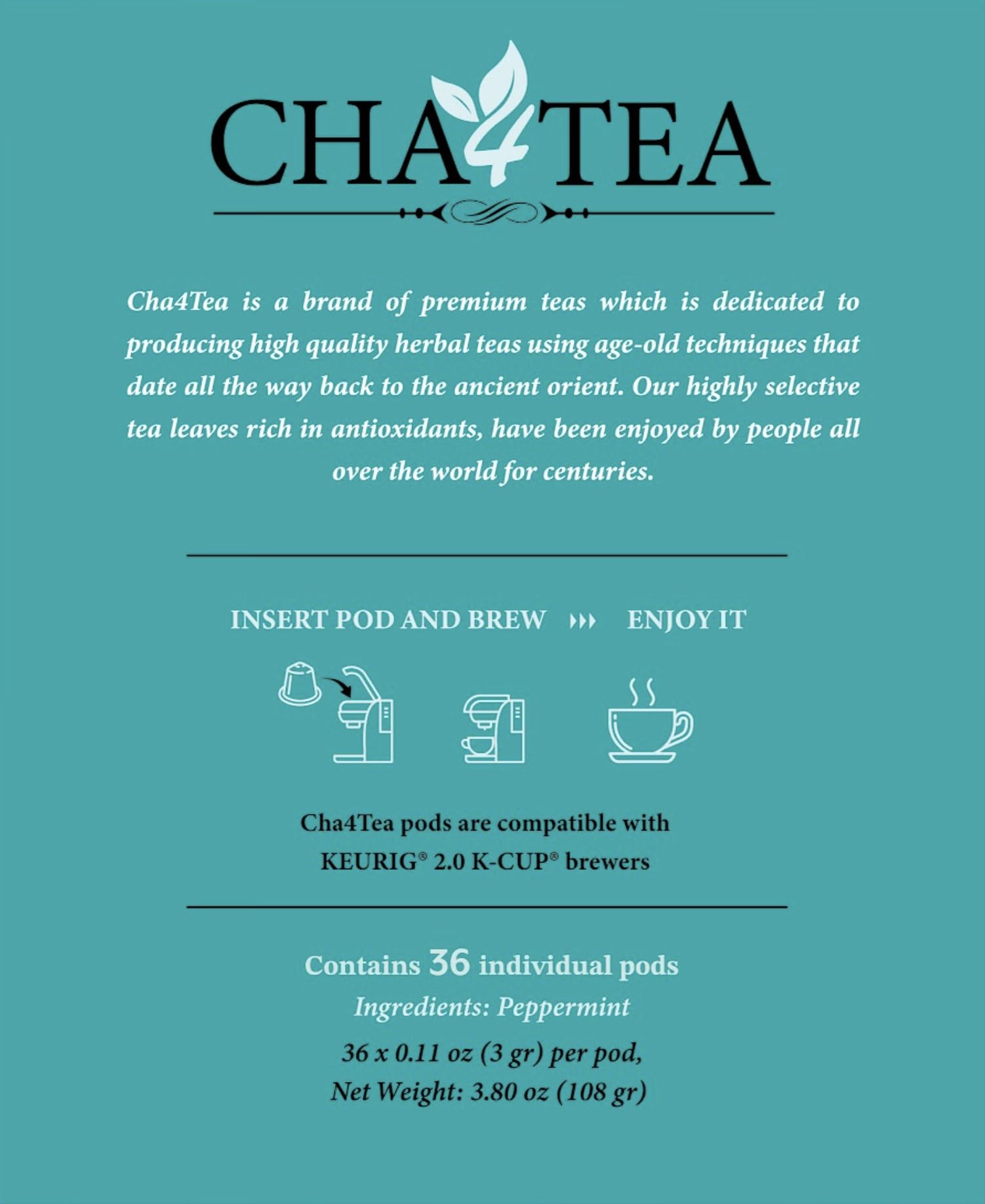 Cha4TEA pods scattered on wood table illustrating convenient single-serve benefit