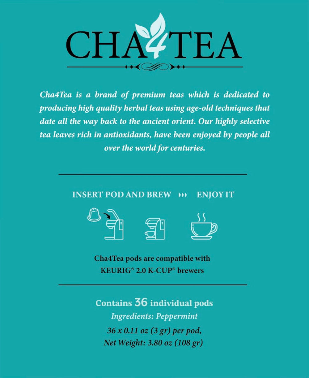 Cha4TEA pods scattered on wood table illustrating convenient single-serve benefit