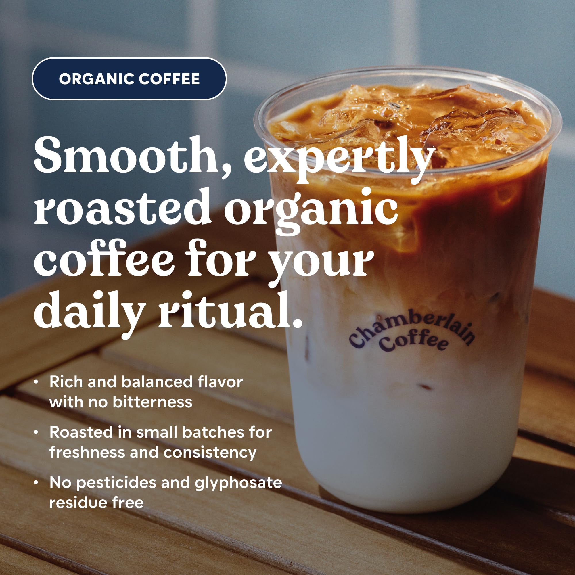 Detailed view of Chamberlain Coffee bag label and roast information, aids informed choice
