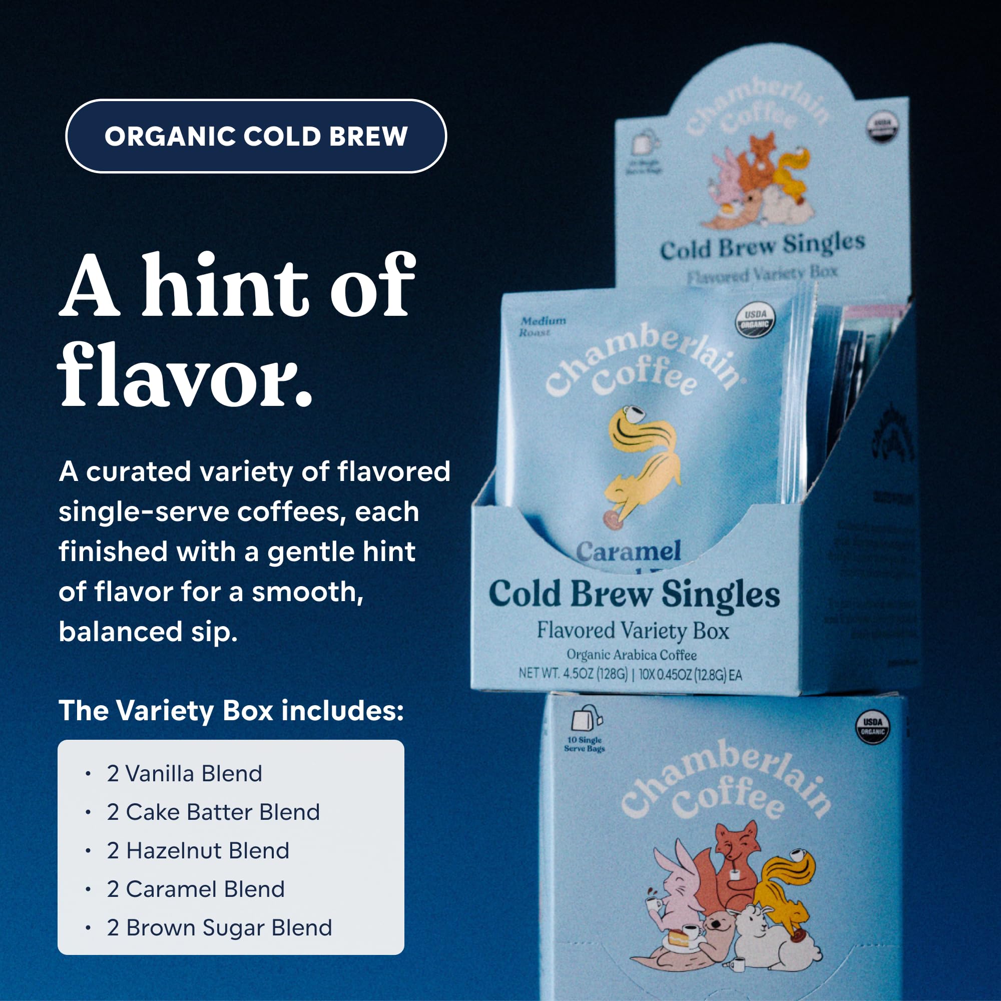 Chamberlain Coffee brewed pitcher of cold brew on counter showing smooth result benefit
