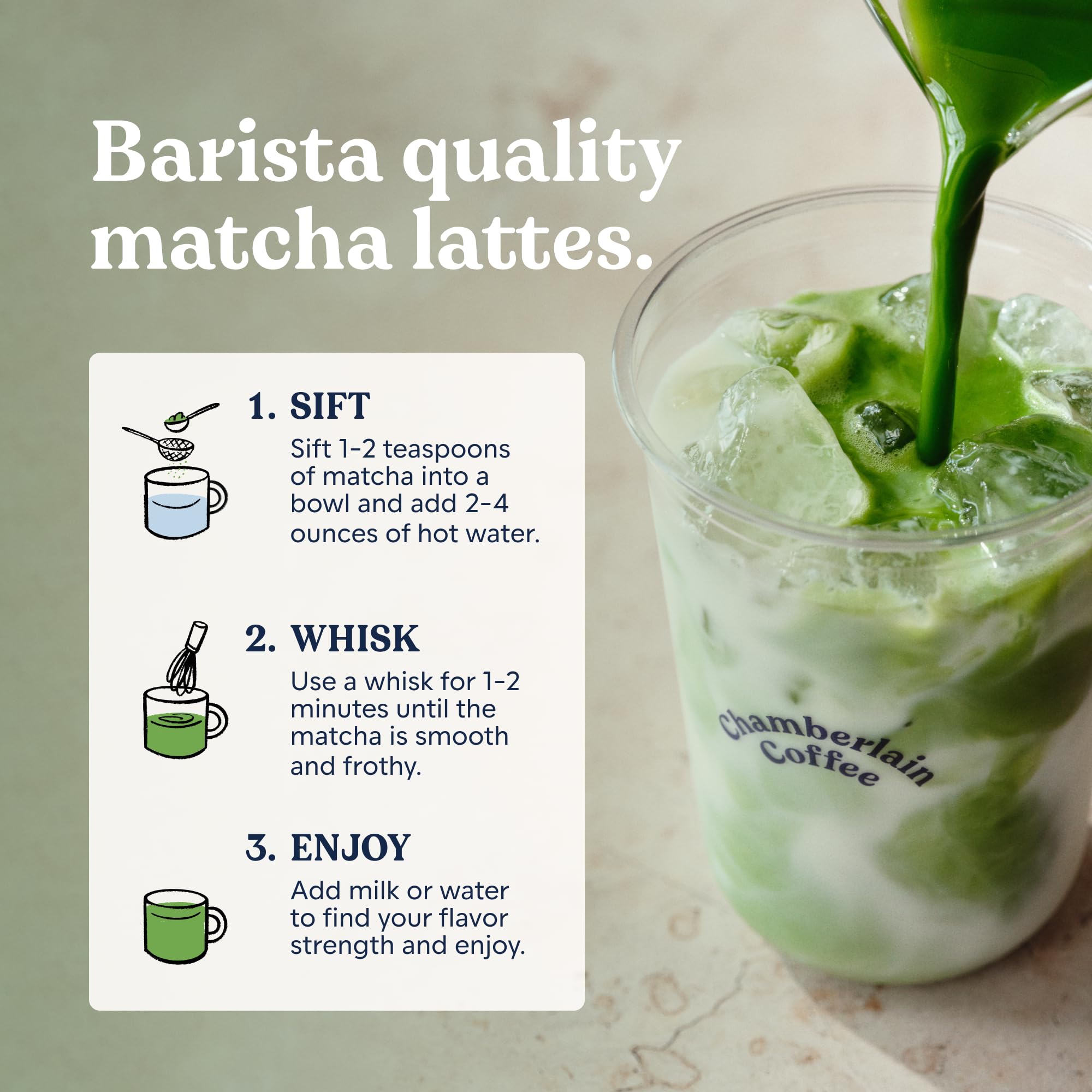 Chamberlain Coffee whisked matcha bowl with frothy surface and smooth finish