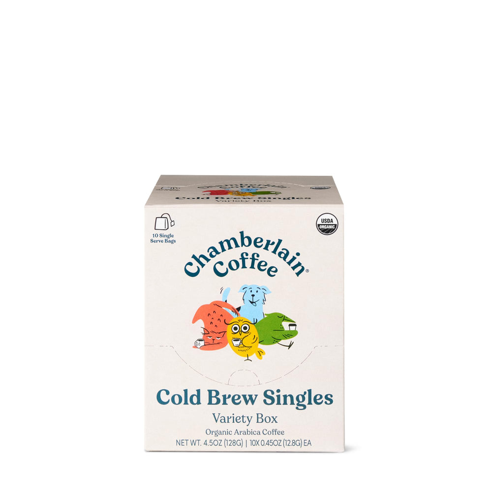 Chamberlain Coffee single bag close-up displaying medium roast grounds