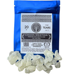 Chaos Mastiha front packaging showing product and weight benefit long-lasting chew