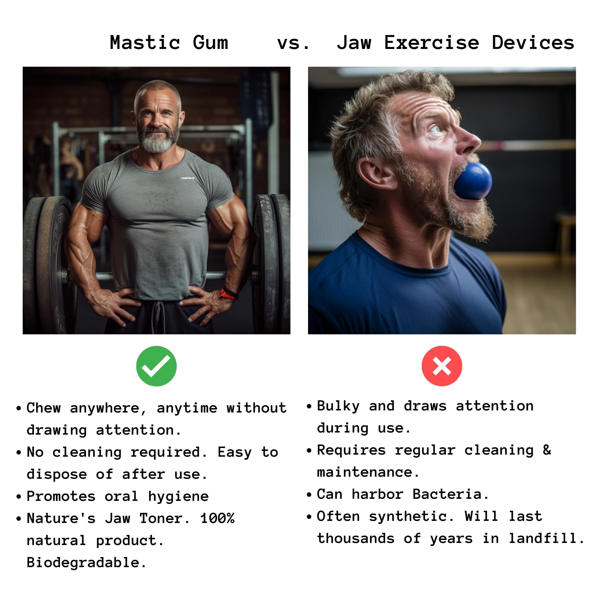 Person chewing Chaos Mastiha at desk for discreet jaw exercise benefit