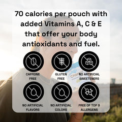 Opened Chargel pouch pouring gel into hand for quick on-the-go nourishment