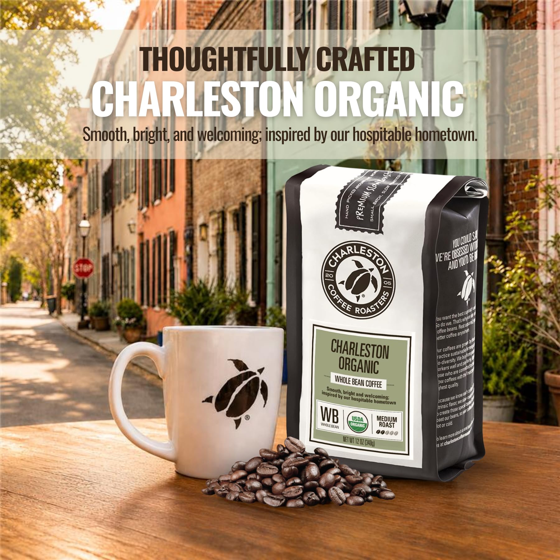 Charleston Coffee Roasters pour-over brewing showing bright, balanced cup