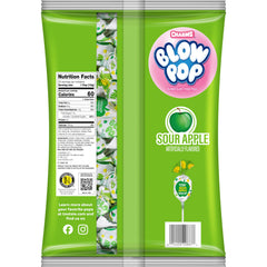 Charms Blow Pop close-up of sour apple hard candy shell highlighting tart texture