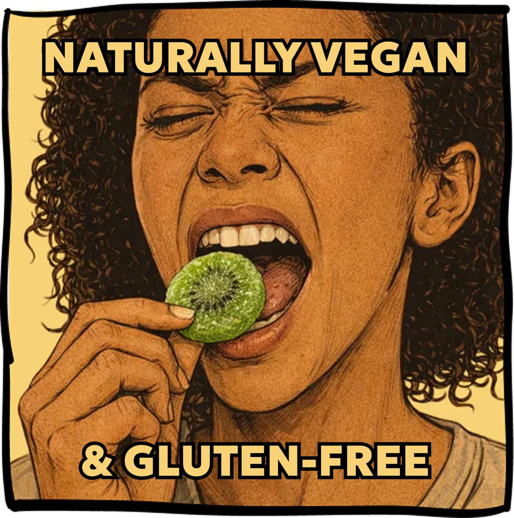 CHEAP TREATS label close-up listing vegan and gluten free benefits