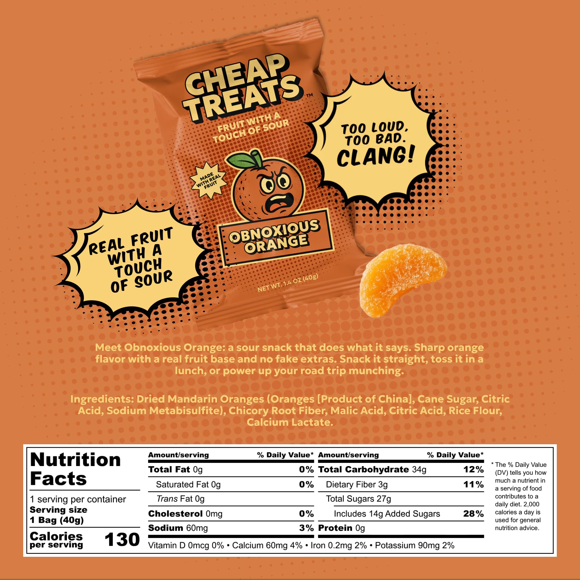 CHEAP TREATS label and nutrition details visible to confirm vegan and gluten free benefits