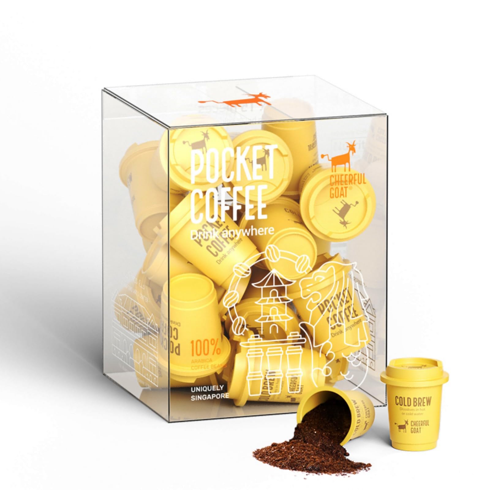 CHEERFUL GOAT front packaging showing product benefits and servings for convenience
