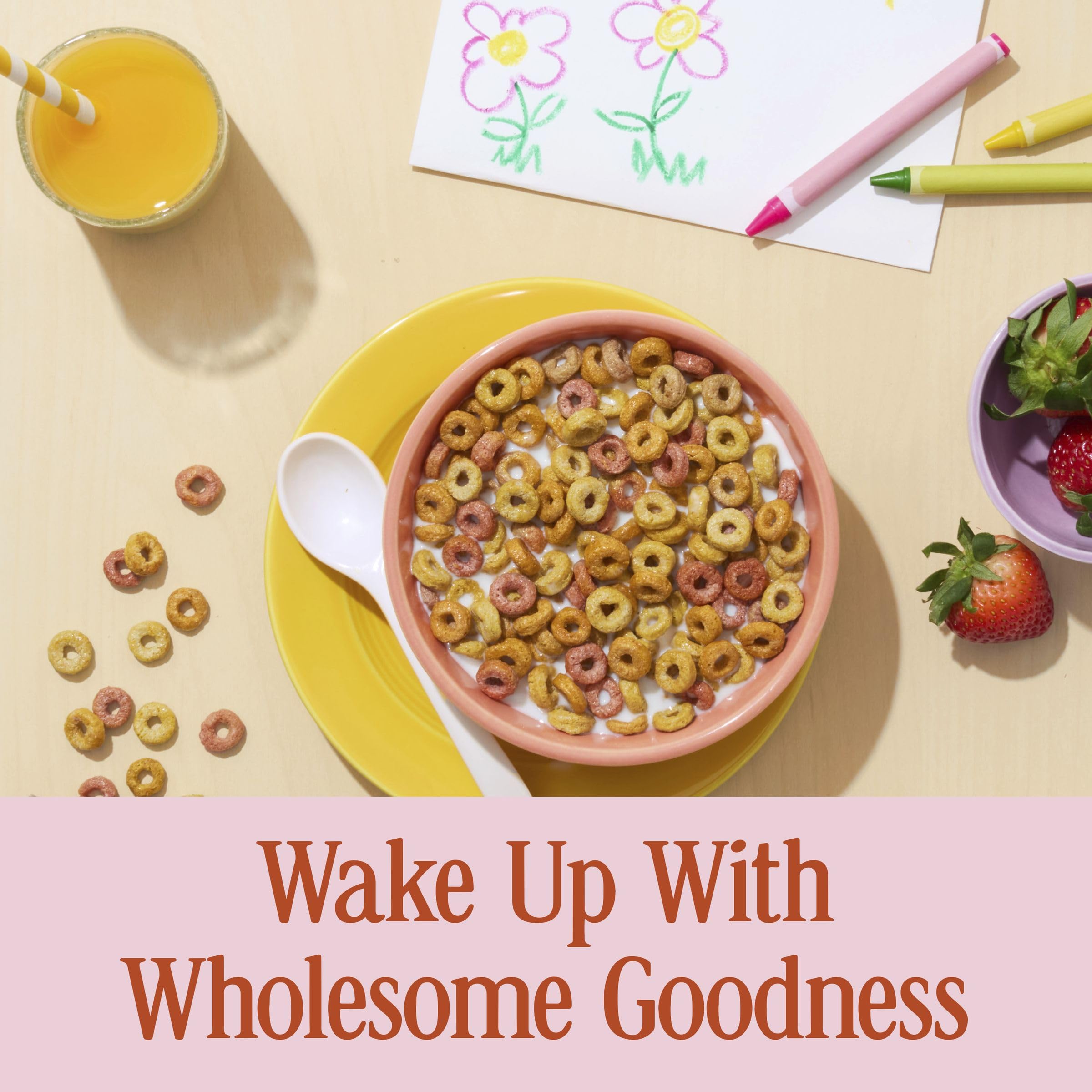 Ingredients callout showing fruit puree and vegetable powders in Cheerios Veggie Blends