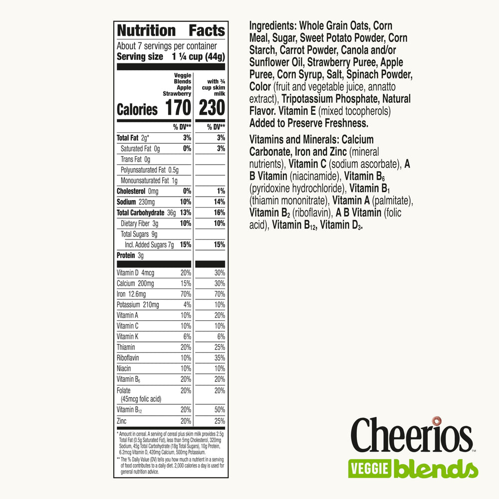 Cheerios Veggie Blends open box with spoon ready to serve, quick breakfast benefit