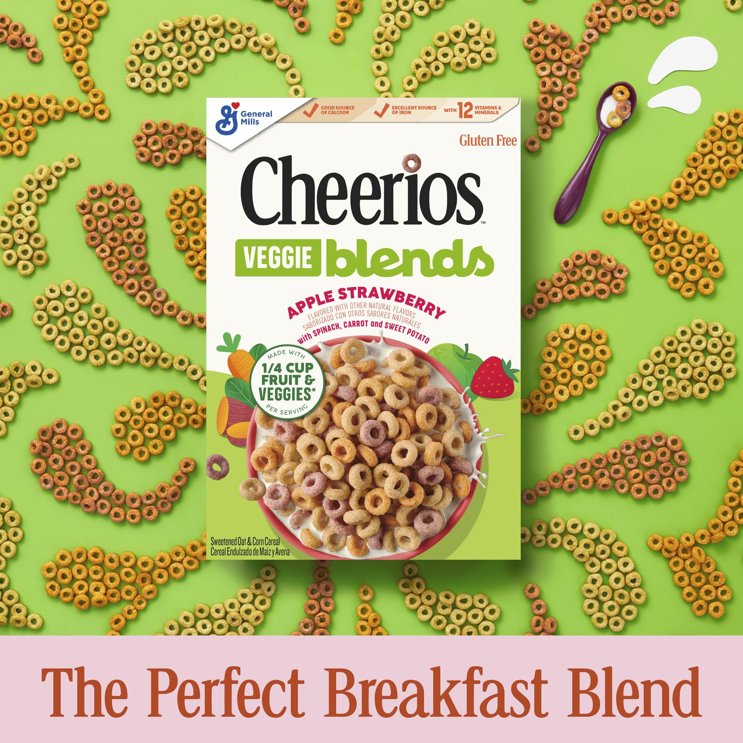 Cheerios Veggie Blends sprinkled on yogurt, brand adds playful texture and flavor