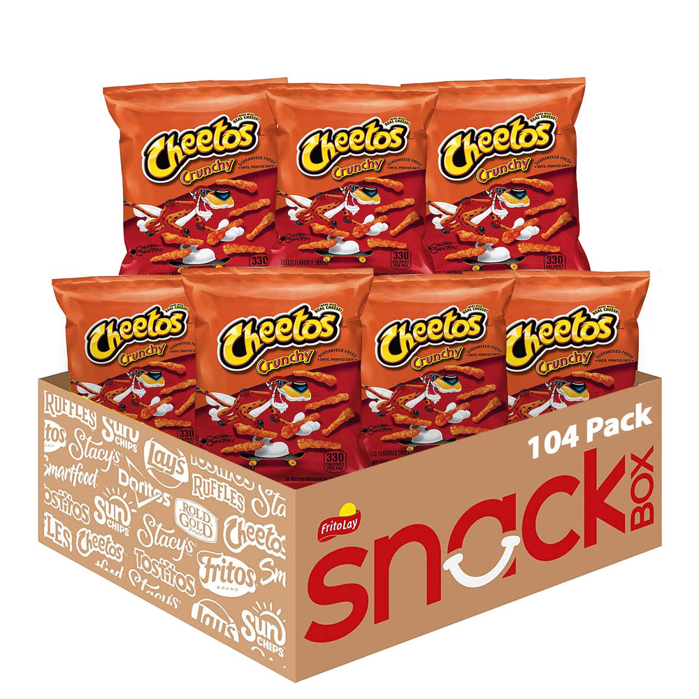 Cheetos front packaging showing logo and appealing cheesy snack, promoting grab-and-go convenience