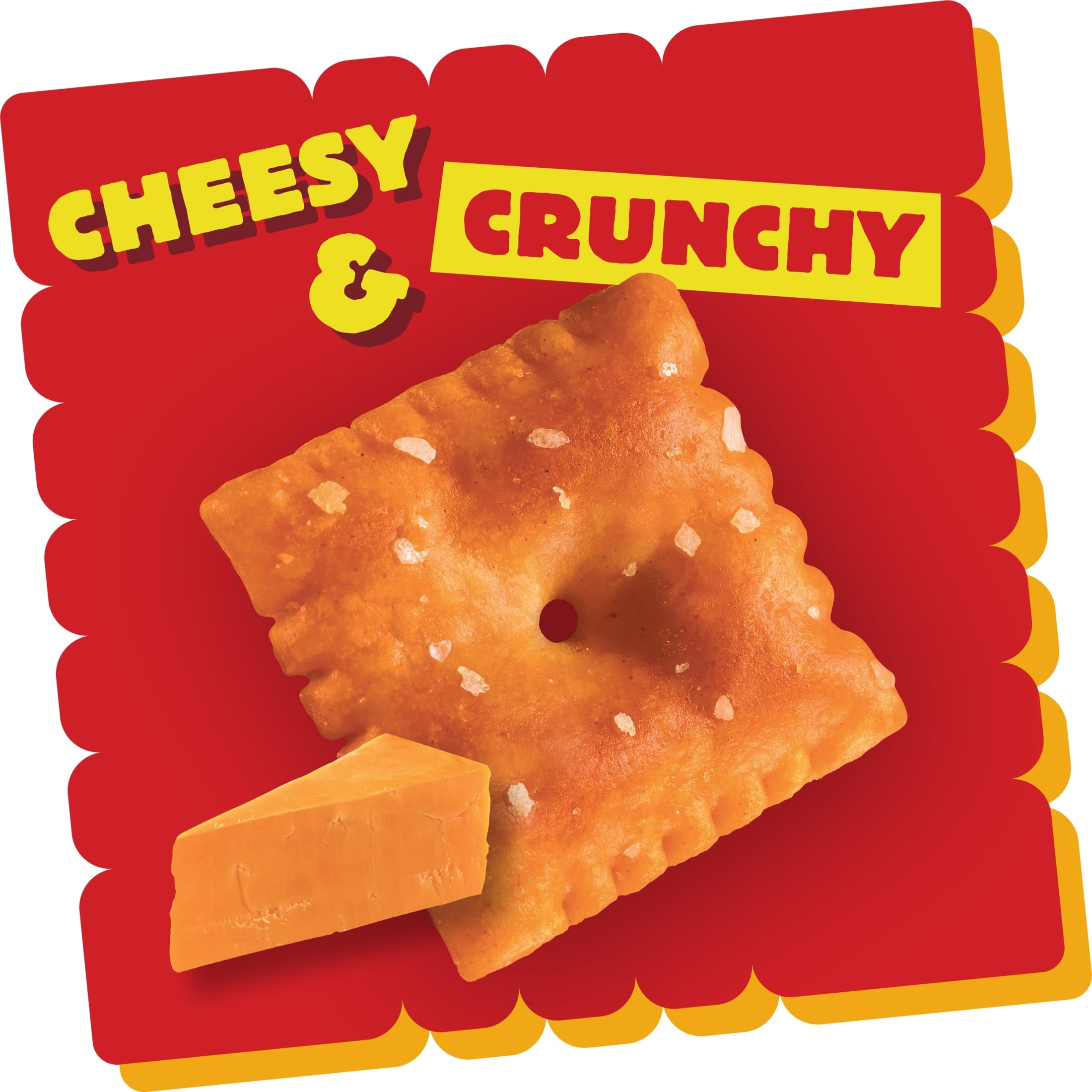 Close-up of Cheez-It cracker texture highlighting extra-toasty crunch and bold flavor