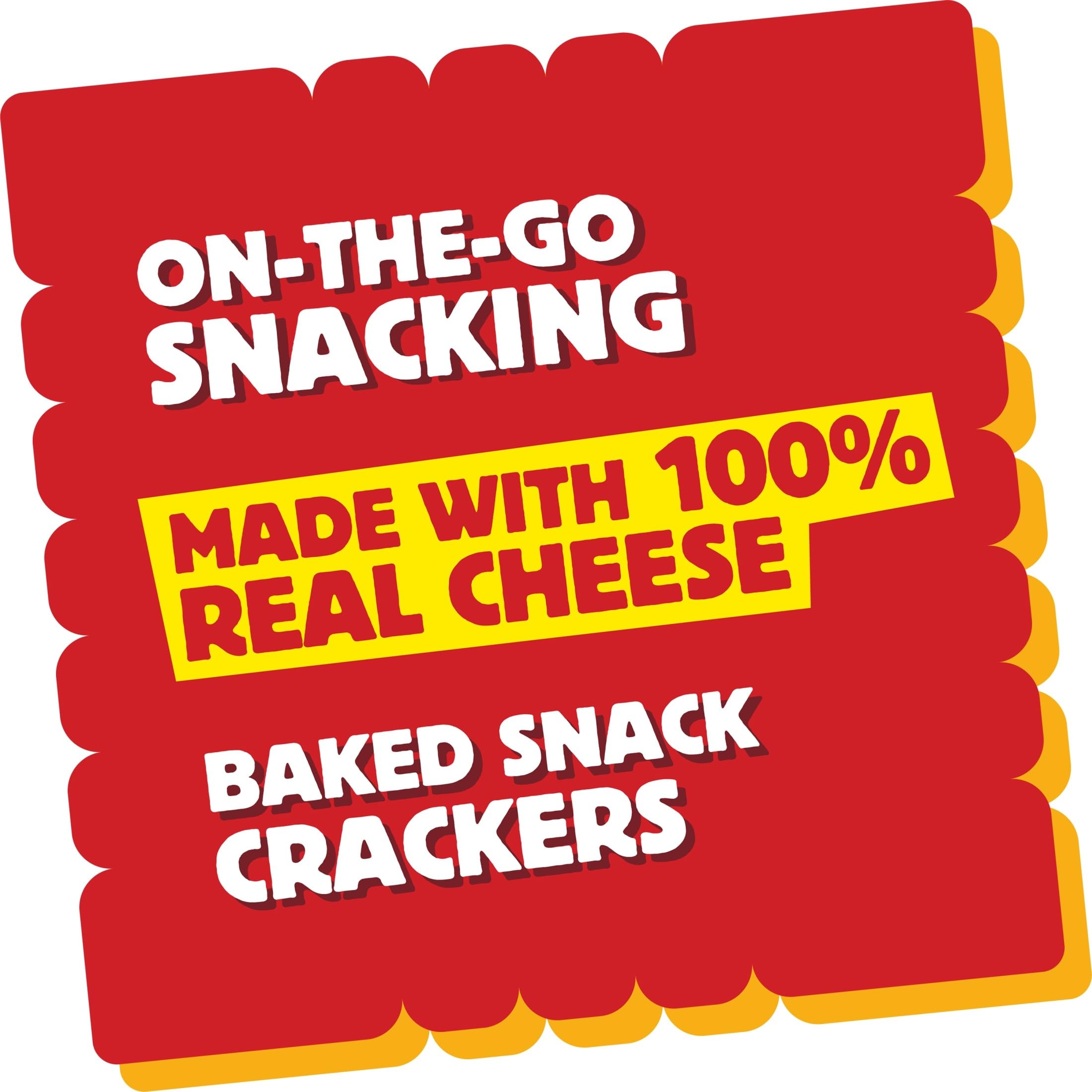 Hand holding a Cheez-It pouch to show size and portion control convenience