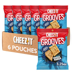 Cheez-It Grooves front packaging showing six pouches and bold flavor
