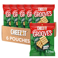 Cheez-It Grooves front packaging showing six pouches and product branding benefits