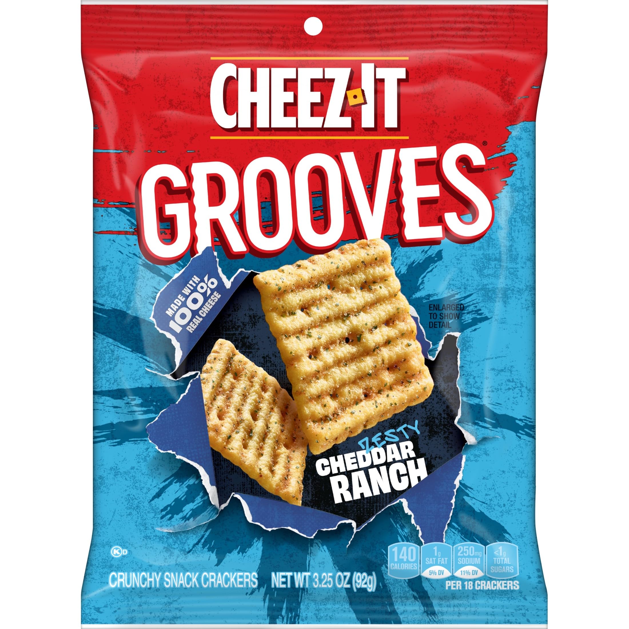 Cheez-It Grooves nutrition label image showing ingredients and allergens