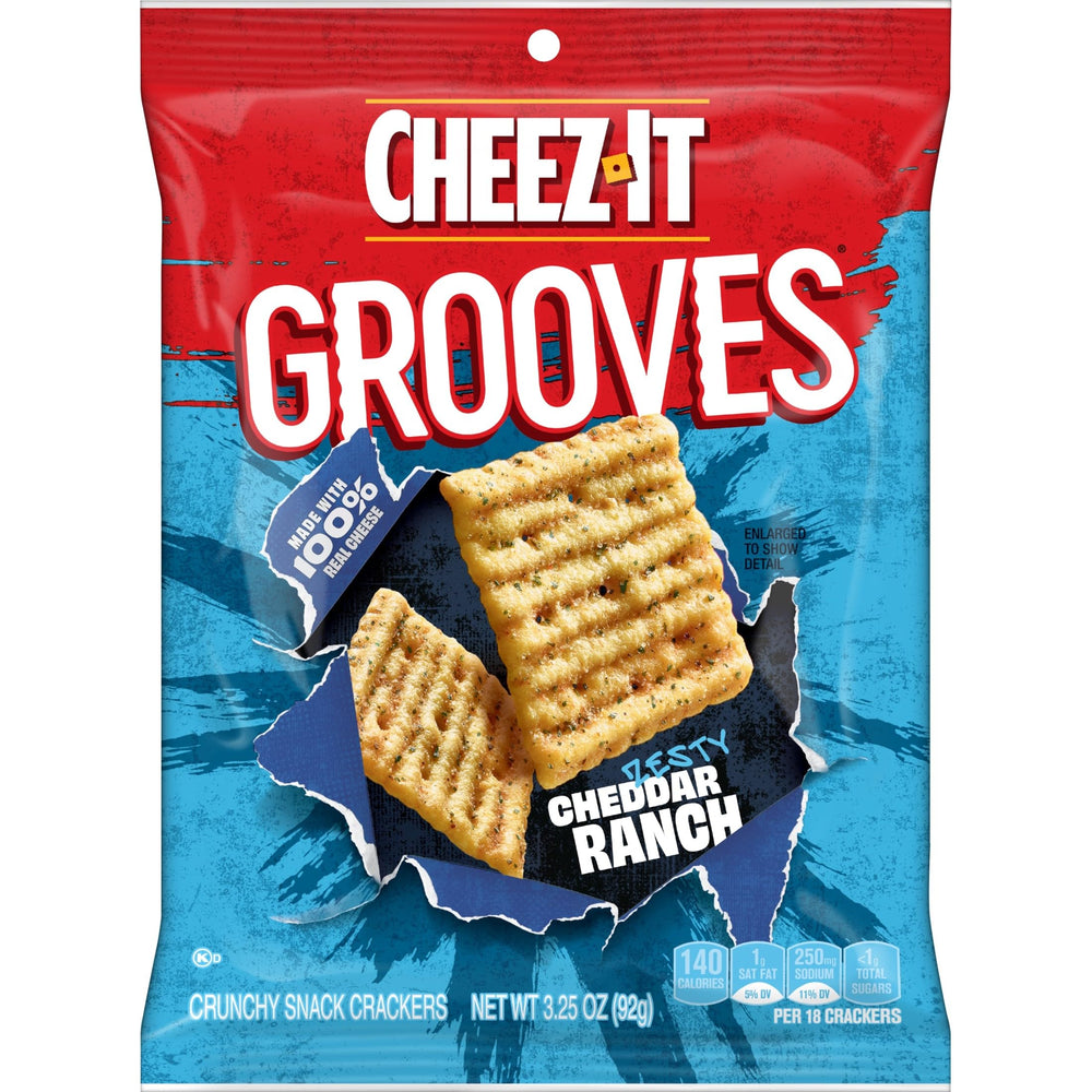 Cheez-It Grooves nutrition label image showing ingredients and allergens