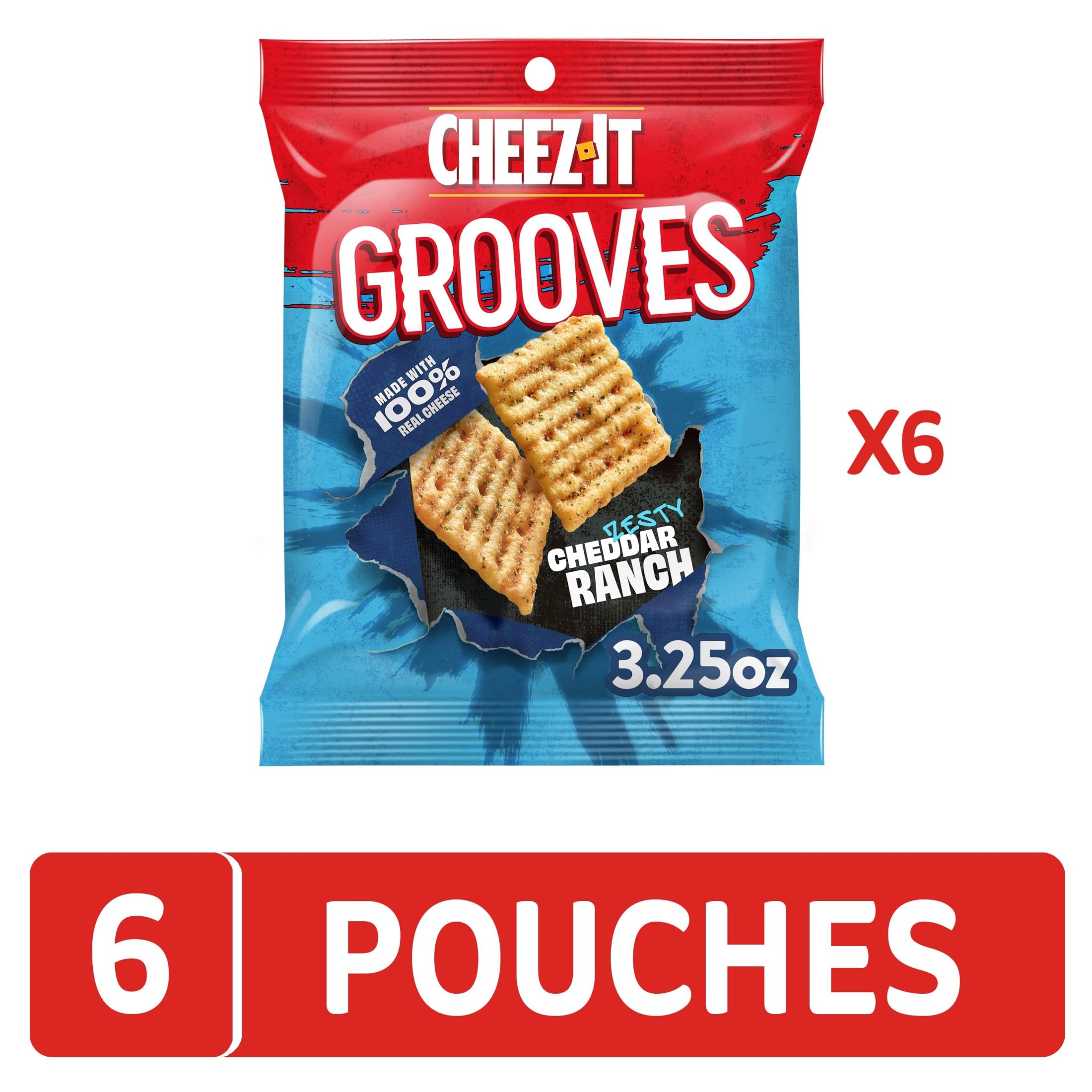 Cheez-It Grooves cracker ridges texture up close showing crunchy detail