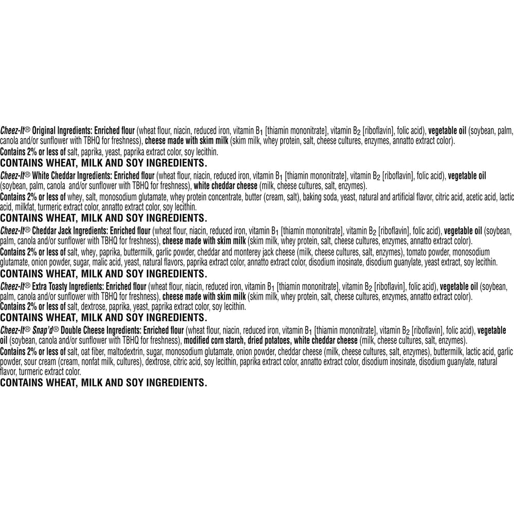 Cheez-It nutrition label and ingredients for informed choice