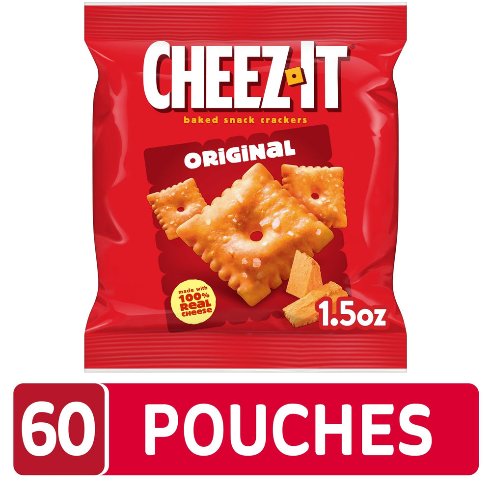 Cheez-It open pouch revealing crackers for quick serving and immediate enjoyment