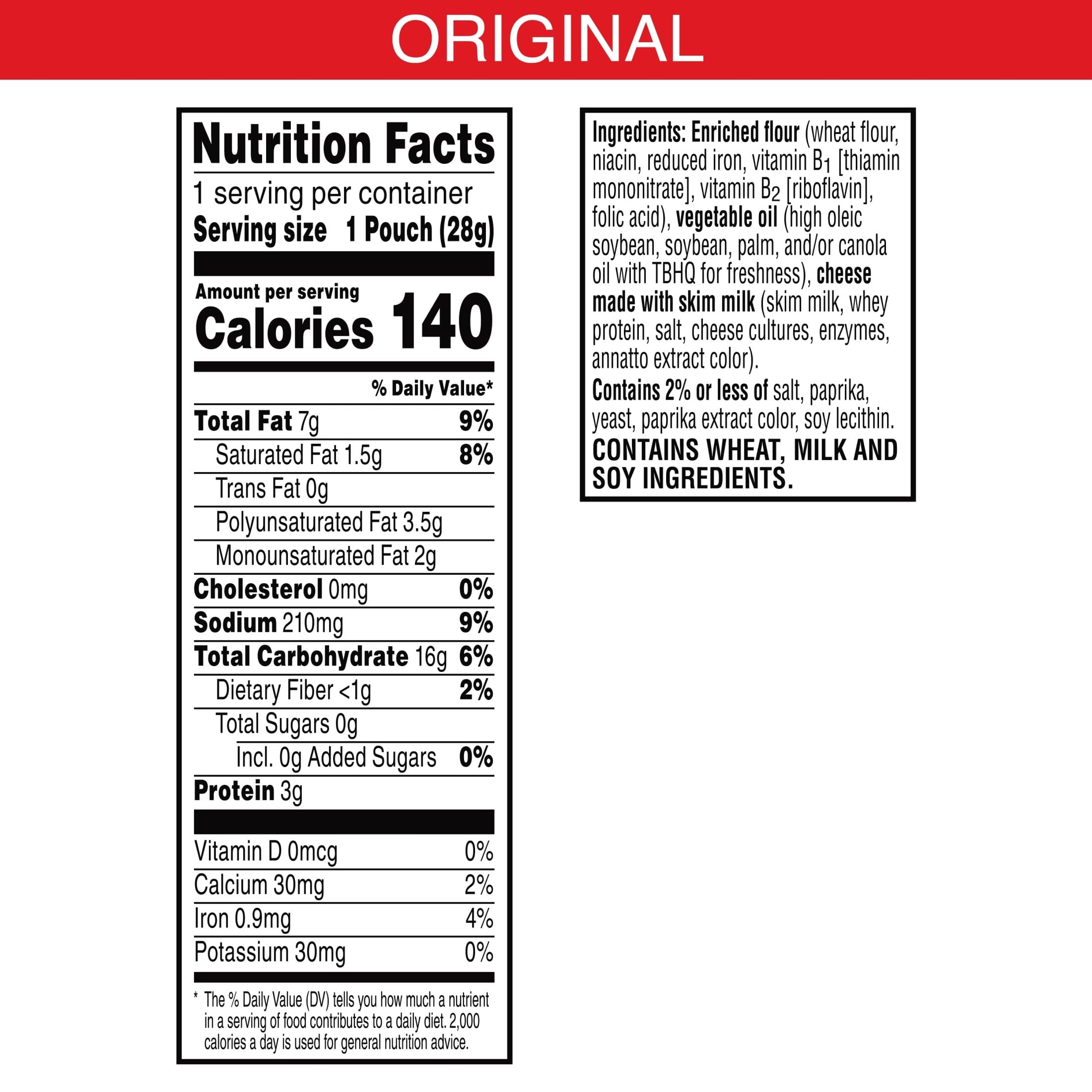 Cheez-It single pouch opened revealing ready-to-eat crackers
