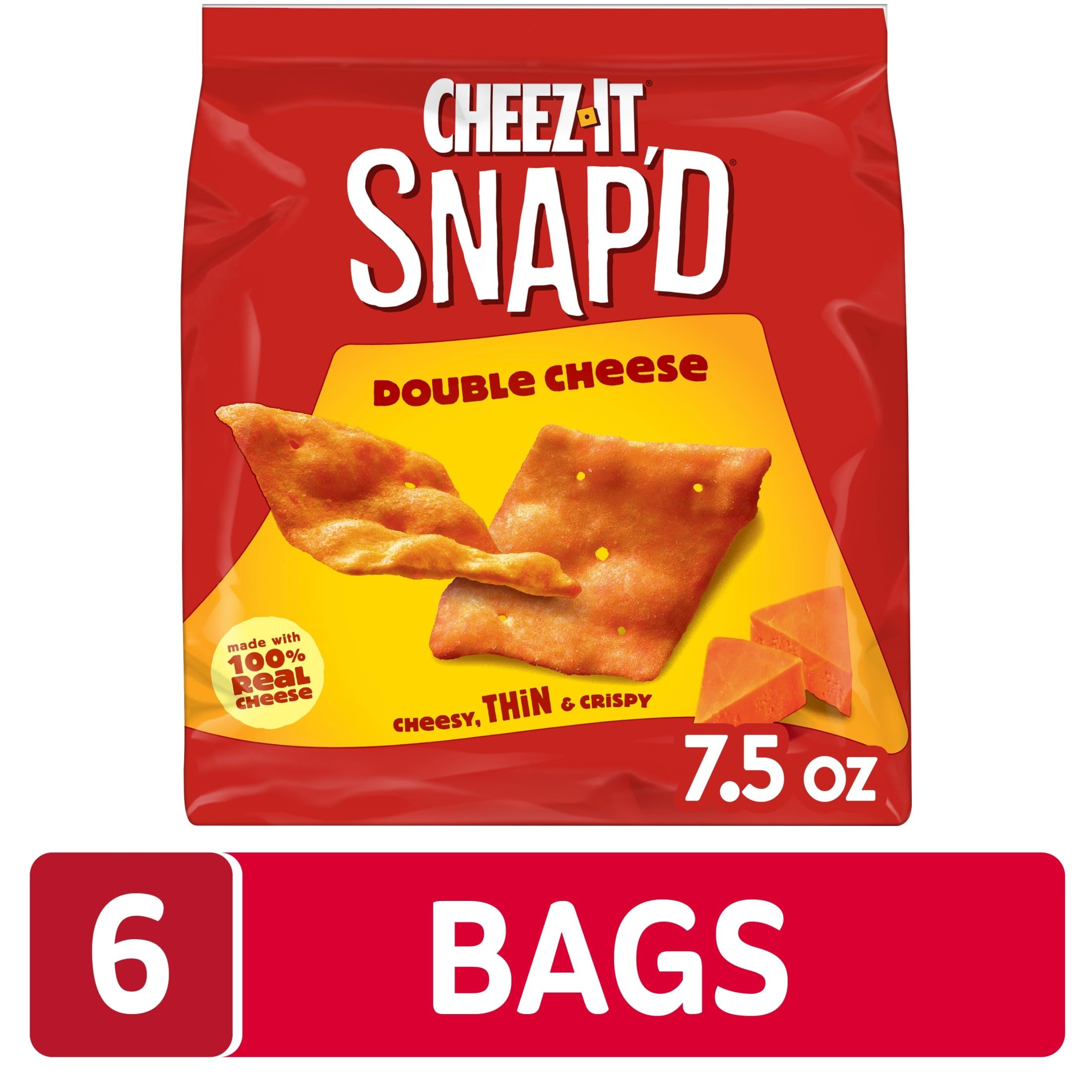 Cheez-It Snap'd stacked crisps highlighting thinness and delicate snap